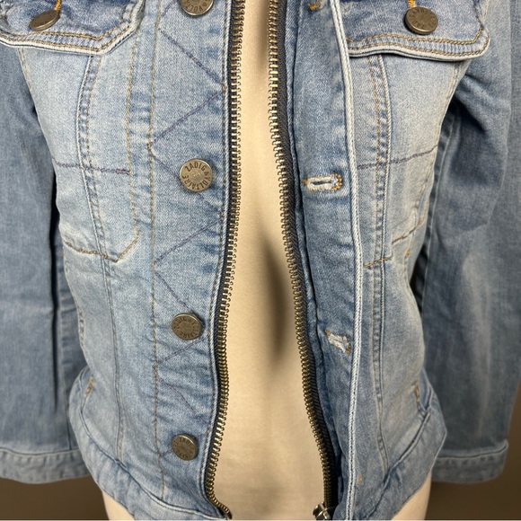 ZADIG & VOLTAIRE Kioky Cropped Skull Embellished Denim Jacket Size Small Zip - Picture 9 of 15